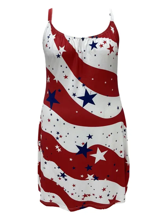 Plus%20Size%20Star%20Print%20Slip%20Dress%20Casual%20Sleeveless%20Crew%20Neck%20Dress%20For%20Spring%20&%20SummerWomen's%20Plus%20Size%20Clothing%20-%20Image%203