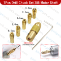 7Pcs Mini Drills Chucks Set 385 Motor Shaft Drill Chucks Adapter 2.3mm Bore Drill Chuck Set Small Electric Drill Bit Collet Mini Twist  for Rotary Tools. 