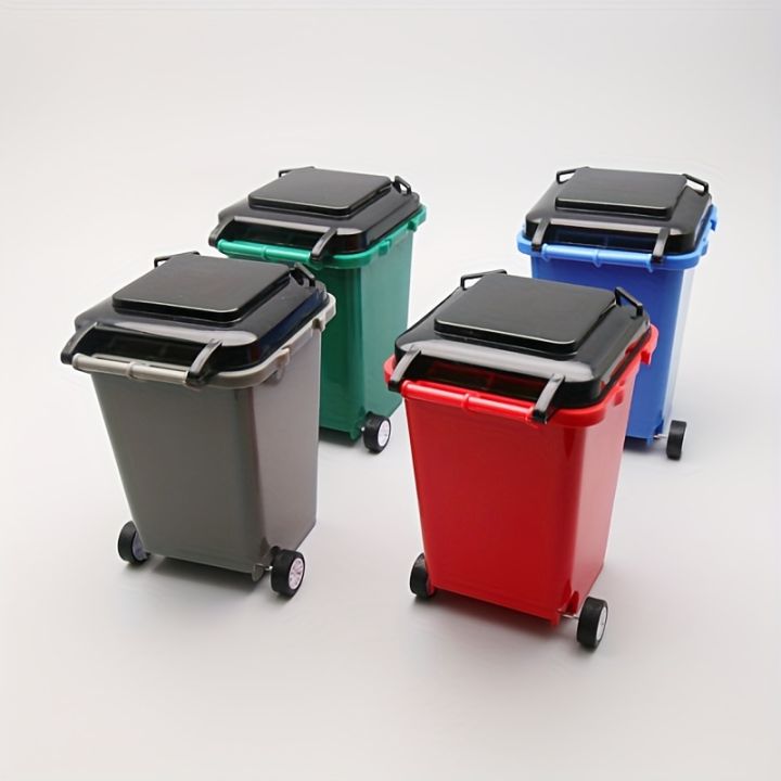 1pc Portable Mini Office Desk Trash Bin Pen Holder - Office Supplies Storage