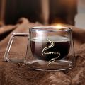 200ml Double Wall Glass Coffee Mug Transparent Heat-resistant Espresso Cup with Handle Latte Cappuccino Breakfast Tea Water Cup. 