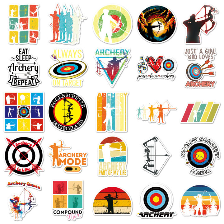 50%20Pcs%20Archery%20Sports%20Waterproof%20Stickers%20Graffiti%20Decorative%20for%20Archery%20Lovers%20Skateboard%20Stationery%20Laptop%20Trendy%20Decals%20-%20Image%202
