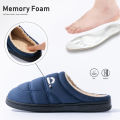 Men's Suede Slippers with TPR Sole Comfortable Soft Warm Sewn with Memory Sponge Pad Winter Indoor Living Room Shoes. 