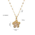 Light Luxury Spin Zircon Flower Pendant Necklace for Women Gold Color Quality High Sense Chain Necklaces Party Jewelry s.