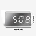 1Pc White LED Mirror Table Clock Snooze Display Time Night Light Desktop USB Alarm Clock Home Decor. 