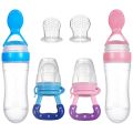 2 Pes Baby Fruit Feeder Squeeze Feesing Bottle Set Silicone Teething Pacifier Kids Training Food Dispensing Spoon Feeder. 