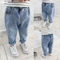 Korean new boys and girls high-waisted jeans, children's porn jeans, boys with loose fashion dad pants 0-5 year old trousers. 