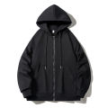 Loose casual American BF hoodie jacket light gray simple solid color cardigan trendy men's autumn new style. 