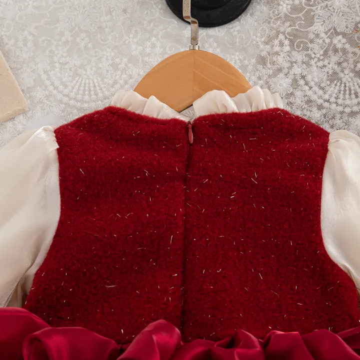 Autumn%20And%20Winter%20New%20Princess%20Style%20Baby%20Girl%20Dresses,%20Red%20Children'S%20Clothes%20For%20Birthday%20Parties%20Suitable%20For%20Babies%20Aged%200-3%20-%20Image%204