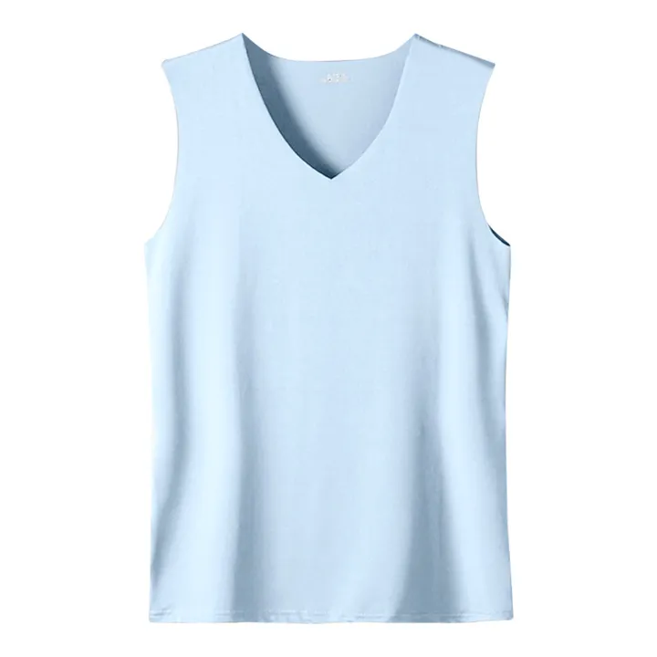 Men'S%20Top%20Men'S%20Summer%20Multi%20Color%20Sleeveless%20Vest%20Men'S%20Summer%20Ice%20Silk%20Traceless%20Thin%20Breathable%20Color%20V-Neck%20Sleeveless%20Top%20-%20Image%204