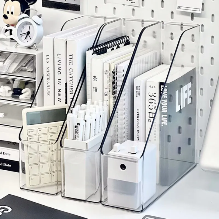 Portable Acrylic Book Stand Transparent Free Combination Bookshelf U ...