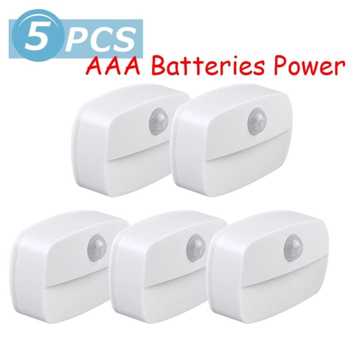 Mini LED Night Lamp Motion Sensor Light Indoor AAA Battery Powered ...