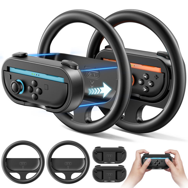 Steering Wheel & Grip for Switch 2 Joycon Racing Wheel with Detachable ...