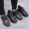 Men's Boots for Outdoor 2025 Winter Fashion Non-slip Leather Cotton Shoes Men's Thickened Leather Waterproof Casual Snow Boots. 