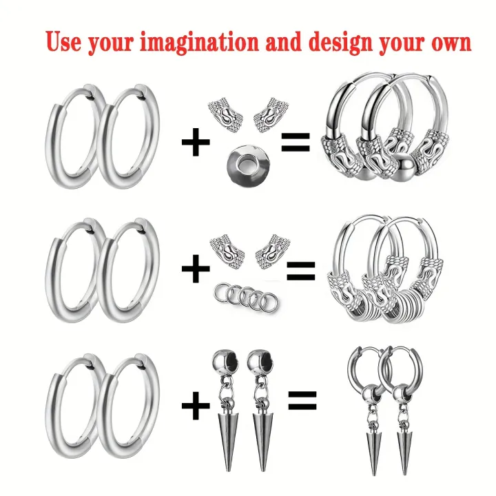 1pair%20Simple%20Punk%20Style%20Stainless%20Steel%20Viking%20Round%20Circle%20Cone%20Feather%20Totem%20Huggie%20Hoop%20Earrings%20for%20Men%20Women%20Ear%20Jewelry%20-%20Image%204