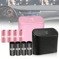 Car trash can with lid - 4 rolls of garbage bag, leak-proof, portable hanging trash can for vehicle organization. 