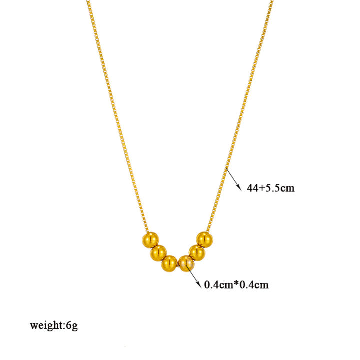 DIEYURO%20316L%20Stainless%20Steel%20Gold%20Color%20Balls%20Beads%20Pendant%20Necklace%20For%20Women%20Fashion%20Girls%20Clavicle%20Chain%20Jewelry%20Party%20%20-%20Image%202