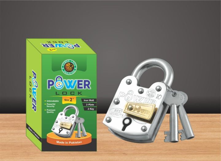 Power Lock 2 Inch | Iron Wall Double Plate Double Key | Heavy Duty Lock | Durable and Secure Lock for Home, Office & Industrial Use | Double Plate Iron Lock with Double Keys for Maximum Security