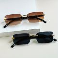 2 Pairs of Frameless Minimalist Style Small Frame Fashionable Glasses Y2K Style Men's and Women's Decorative Sunglasses. 