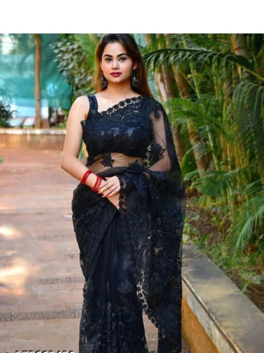 Cholo%20Net%20Saree%20Women's%20Clothing%20Ethnic%20Indian%20Wear%20Cholo%20Style%20-%20Image%202