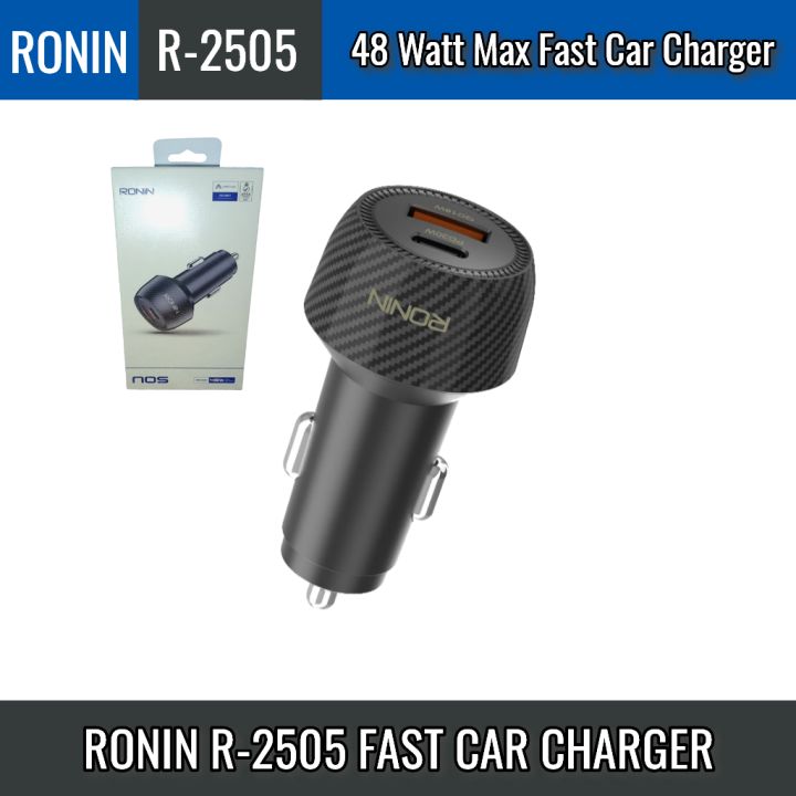 Ronin R2505 Car Charger - Ronin R-2505 48 Watt Max Fast Car Charger - R2505 PD and USB Car Charger