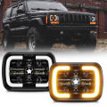 7x6'' 5X7 Inch LED Headlight Square Hi-Lo Beam Halo For Jeep Cherokee XJ Wrangler YJ Off-road Truck Motorcycle LED Headlight. 