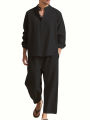 Men's Long Sleeve Shirt and Pants Suits Men Beach Wear Tracksuit Solid Color Shirts Sweatpants Hawaiian Vacation Men's Clothing. 