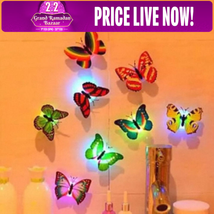 Butterfly shaped home decorating wall light | Color changing LED Wall Sticker | Single (1) Piece