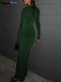 Weird Puss Hipster Ruched Dress Women O-Neck Full Sleeve Skinny Stretch Robe Autumn Trend Simple Classic Pleats Long Bodycon.