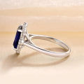 Huitan Noble Women Blue Cubic Zirconia Rings Luxury Accessories for Wedding Anniversary Party Silver Color Modern Trendy Jewelry.