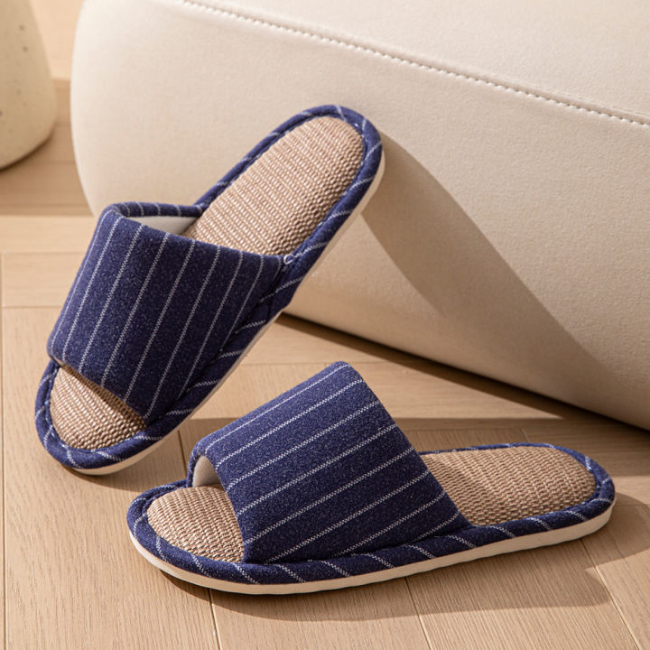 Women%20Spring%20and%20Autumn%20Slippers%20Fashion%20Stripe%20Flax%20Indoor%20Non-slip%20Comfy%20Soft%20Sole%20Couple%20Bedroom%20Causal%20Flat%20Shoes%20-%20Image%205