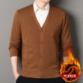 Mens Autumn Clothes Fleece Cardigan Jacket Knitted Sweater Outwear V-neck Fashion Cardigans Warm Men's Top.