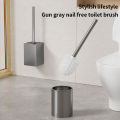 Luxury Toilet Brush Metal Shell Wall-Mounted Toilet Brush Holder No Dead Angle Home Cleaning Tools Bathroom Accessories.