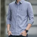 New Four Seasons Men's Shirt Long Sleeve Black Blue White Cotton General T Shirt Youth Business Men Oxford Long Sleeve Shirt. 
