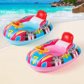 1PC Swimming Pool Float Ring Seat, Cute Car-shaped Inflatable Summer Beach Pool Tube with Handles (Blue and Pink).