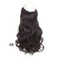 Synthetic Long Gray Blonde Hair Hairpieces Extension Fish Line Invisible Wavy Halo Hair Extensions for Women. 