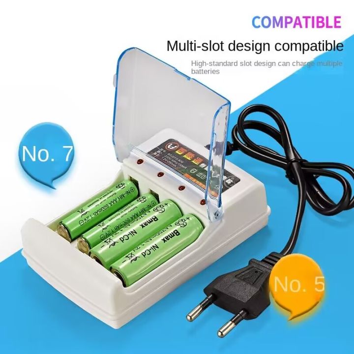 AA AAA 4 Slots Battery Charger 220V Ni-Cd Fast Charging Rechargeable Smart US / EU Plug for 1.2V Battery Charging
