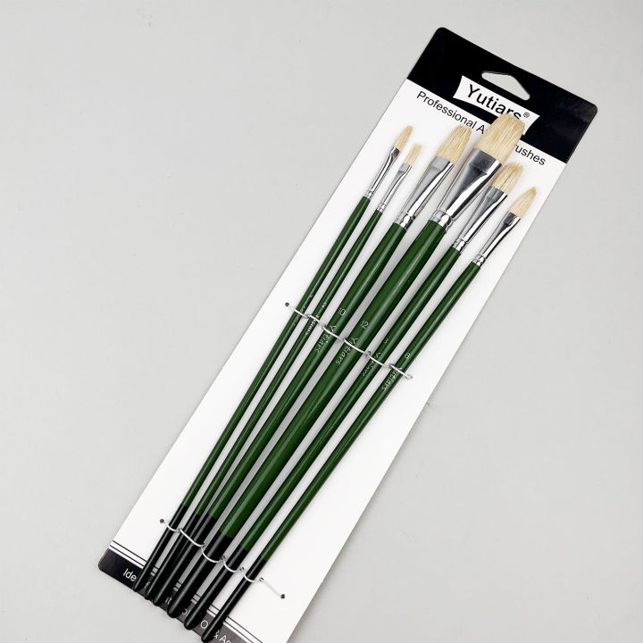 6pcs/Set,Pig Bristle Artist Oil Painting Brushes Cheese Painting Brush Tongue Peak Painting Brush Set Drawing Art Supplies