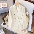 Women Fashion Temperament Blazer Long Sleeve Double Breasted Slim Coat Fall Spring New In Suit Jacket Office Lady Casual Outwear. 