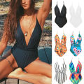 2024 Deep V-Neck Printed One-Piece Swimsuit Women'S Green Fashion Swimwear Monokini Luxury Bathing Suit Beachwear. 