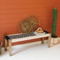 Mango Wood Bench with Black and White Cotton Weaving , unique and beautiful design. 