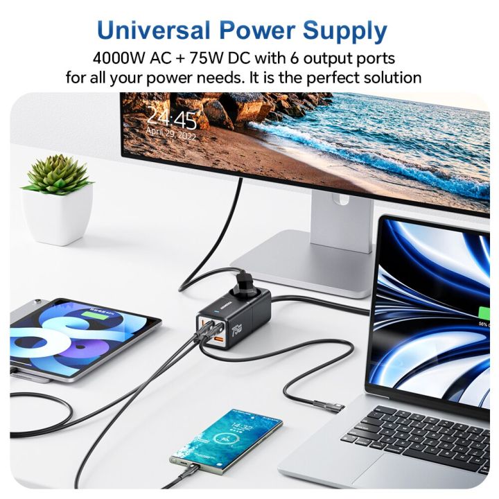 ASOMETECH%2075W%20GaN%20Desktop%20Charger%20Power%20Strip%20Charging%20Station%204000W%20Rated%20Power%2070W%20PD%20Quick%20Charger%20For%20iPhone%20%20Laptop%20-%20Image%205