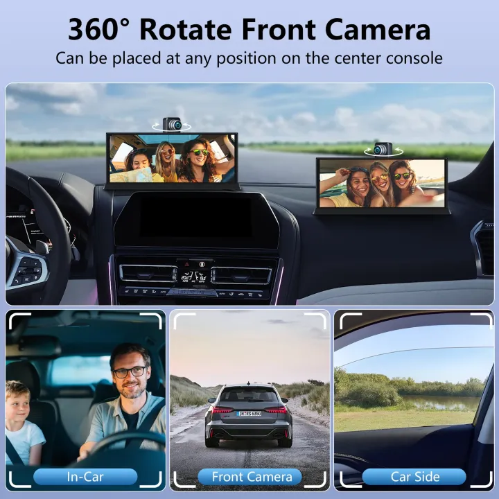 Portable%2011.3%20inch%20Car%20DVR%204K%20360%C2%B0%20Rotating%20Camera%20Wireless%20Carplay%20Android%20Auto%20Dash%20Cam%20Video%20Recorder%20Car%20Intelligent%20Screen%20-%20Image%204