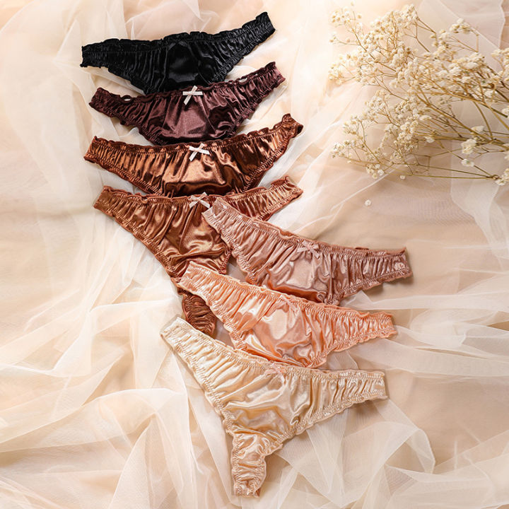 1Pcs/7Pcs%20Hot%20Sale%20Ladies%20Frill%20Trim%20Satin%20Ice%20Silk%20Seamless%20No%20Show%20Underwear%20Invisible%20Briefs%20Tanga%20Bragas%20Women's%20Panties%20-%20Image%202
