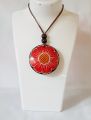 Handmade coconut shell neklace traditional flower pendant two side hand painting juwellary eco friendly.. 