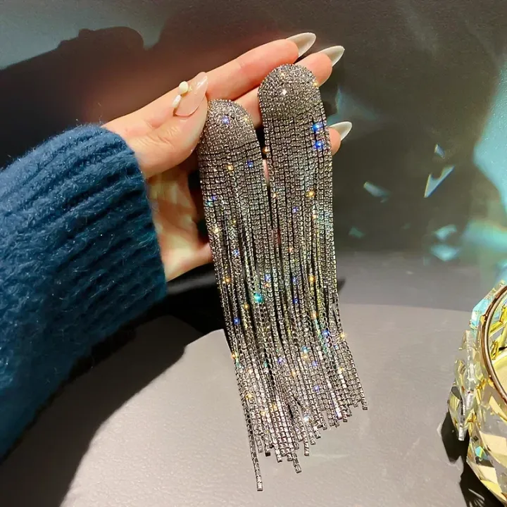 FYUAN%20Long%20Tassel%20Full%20Rhinestone%20Drop%20Earrings%20for%20Women%20Ovsize%20Crystal%20Dangle%20Earrings%20Fashion%20Jewelry%20Accessories%20-%20Image%204