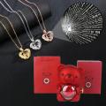 Heart 100 Languages Projection Pendant Necklaces With Cute Bear Rose Flower Gift Box 2024 New Festival Gifts Romantic Jewelry. 