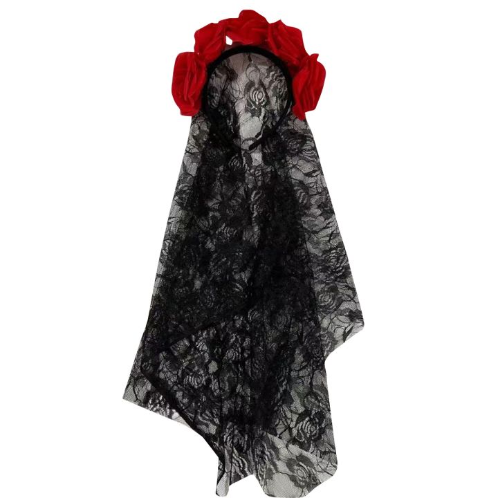 1PCS%20Black%20Veil%20Halloween%20Rose%20Flower%20Headband%20Costume%20Cosplay%20Wedding%20Mexican%20Rose%20Flower%20Crown%20Headband%20Day%20of%20The%20Dead%20Party%20-%20Image%202