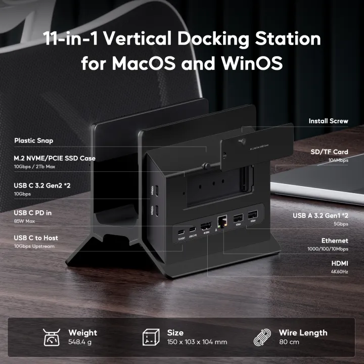 PULWTOP%20Vertical%20USB%20C%20Docking%20Station%20With%20M2%20SSD%20Enclosure%20HDMI%20RJ45%20PD%20For%20MacBook%20Pro%20Air%20Laptop%20Devices%20-%20Image%202