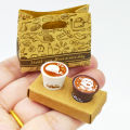 Cowhide Paper Baking Bag Coffee/Tea Set Model, Coffee Takeout Bag/Storage Bag. Miniature Toys!.