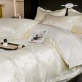 3pcs Cream color Duvet Cover Set (1*Duvet Cover + 2*Pillowcase, Without Core), bow jacquard Bedding Set.